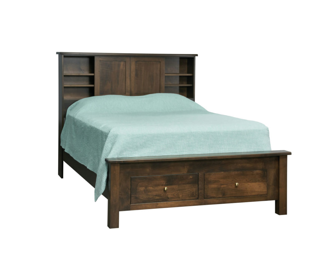 Classic Shaker Bookcase Bed with Storage Footboard • TC Amish Home