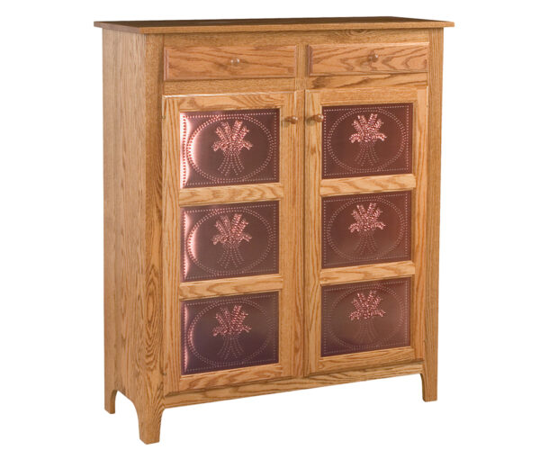 Classic Copper Panel Pie Safe With Drawers - 3 Panel Door