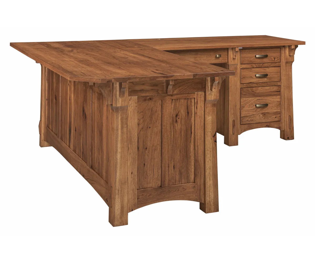 Manitoba Corner And Return Desk With Hutch - 79"W - Image 2